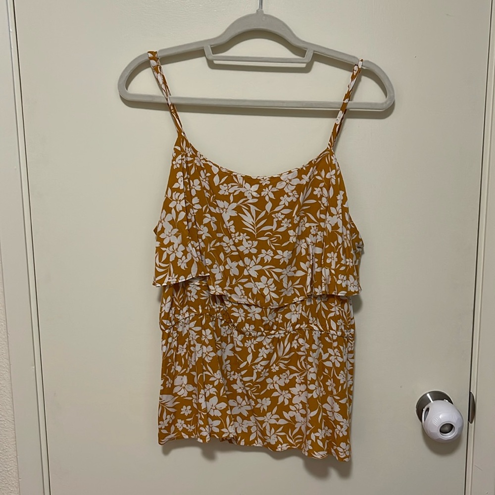 Mustard floral print tank